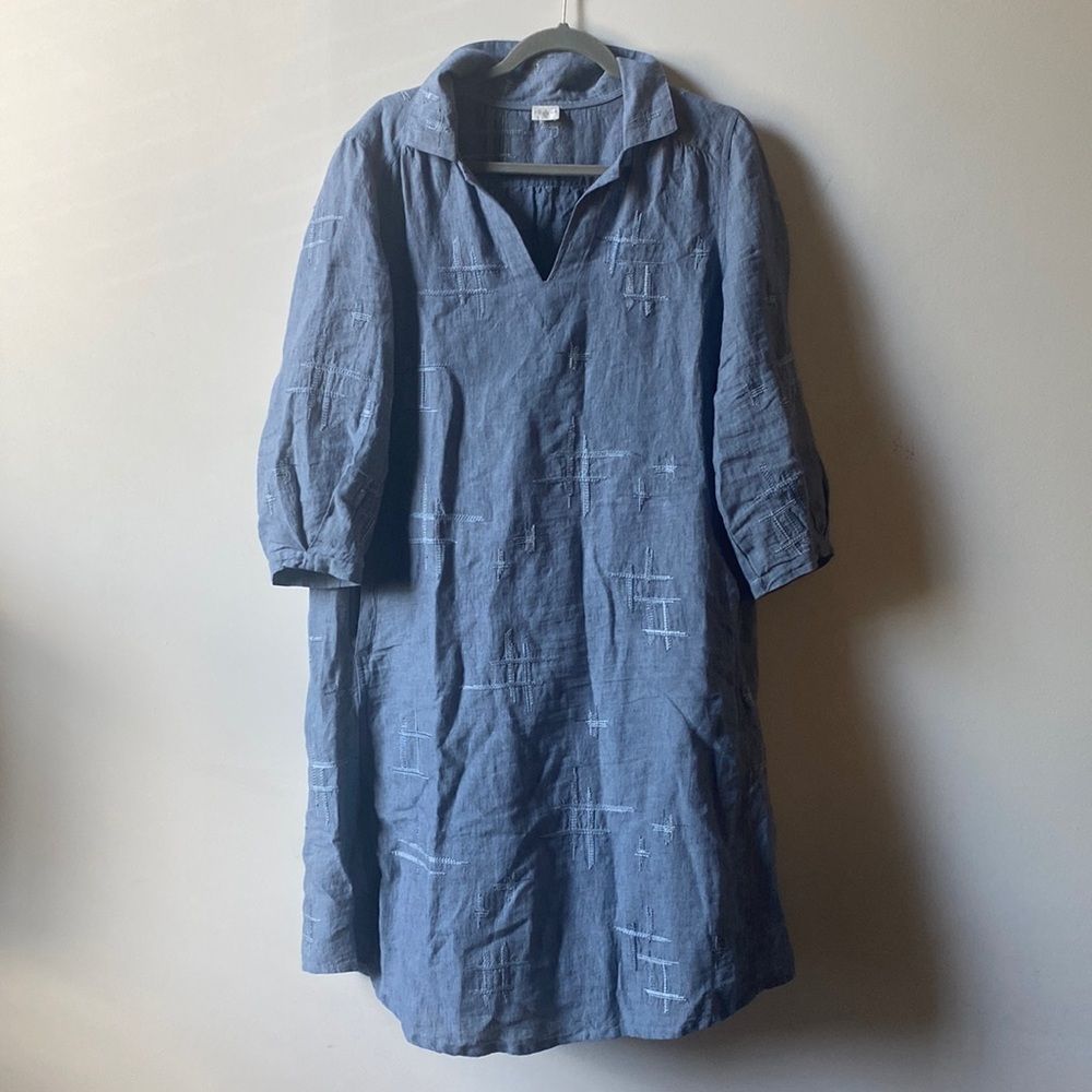 Poetry High Twist Embroidered Linen Dress/ Tunic Size 10 EUC